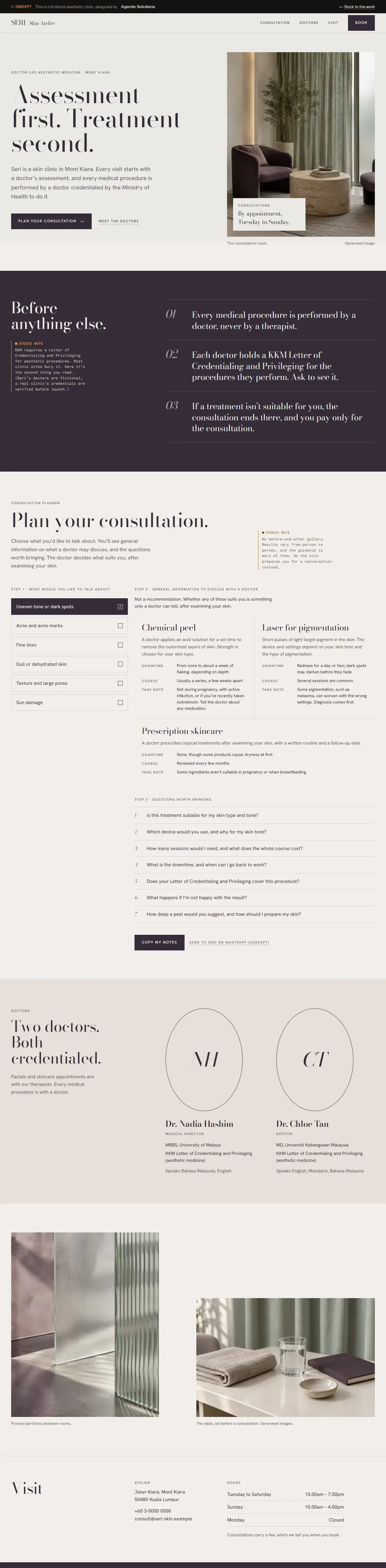 Seri Skin Atelier, concept site, full page
